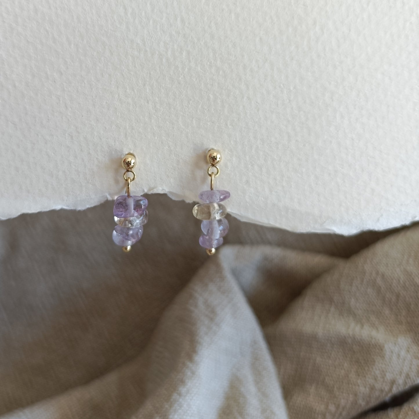 Gold Gemstone Drop Earrings