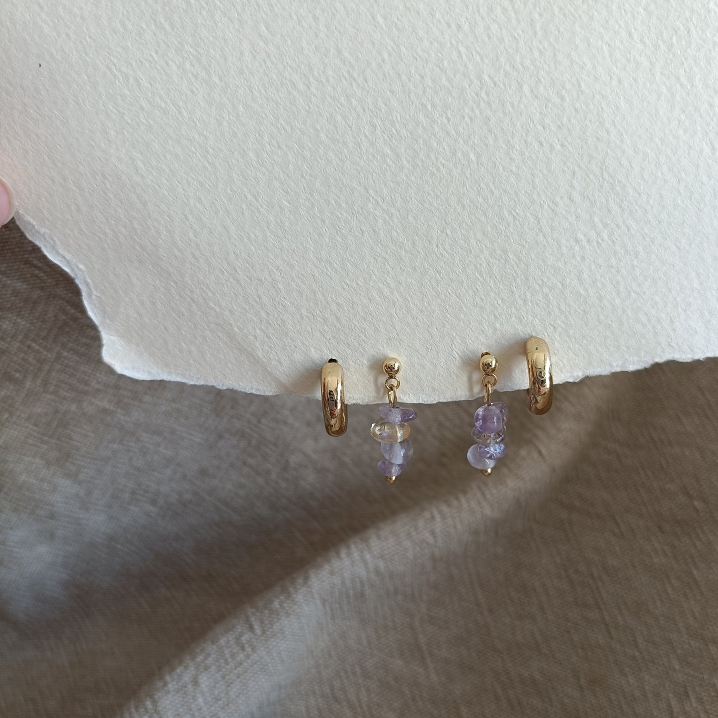 Gold Gemstone Drop Earrings