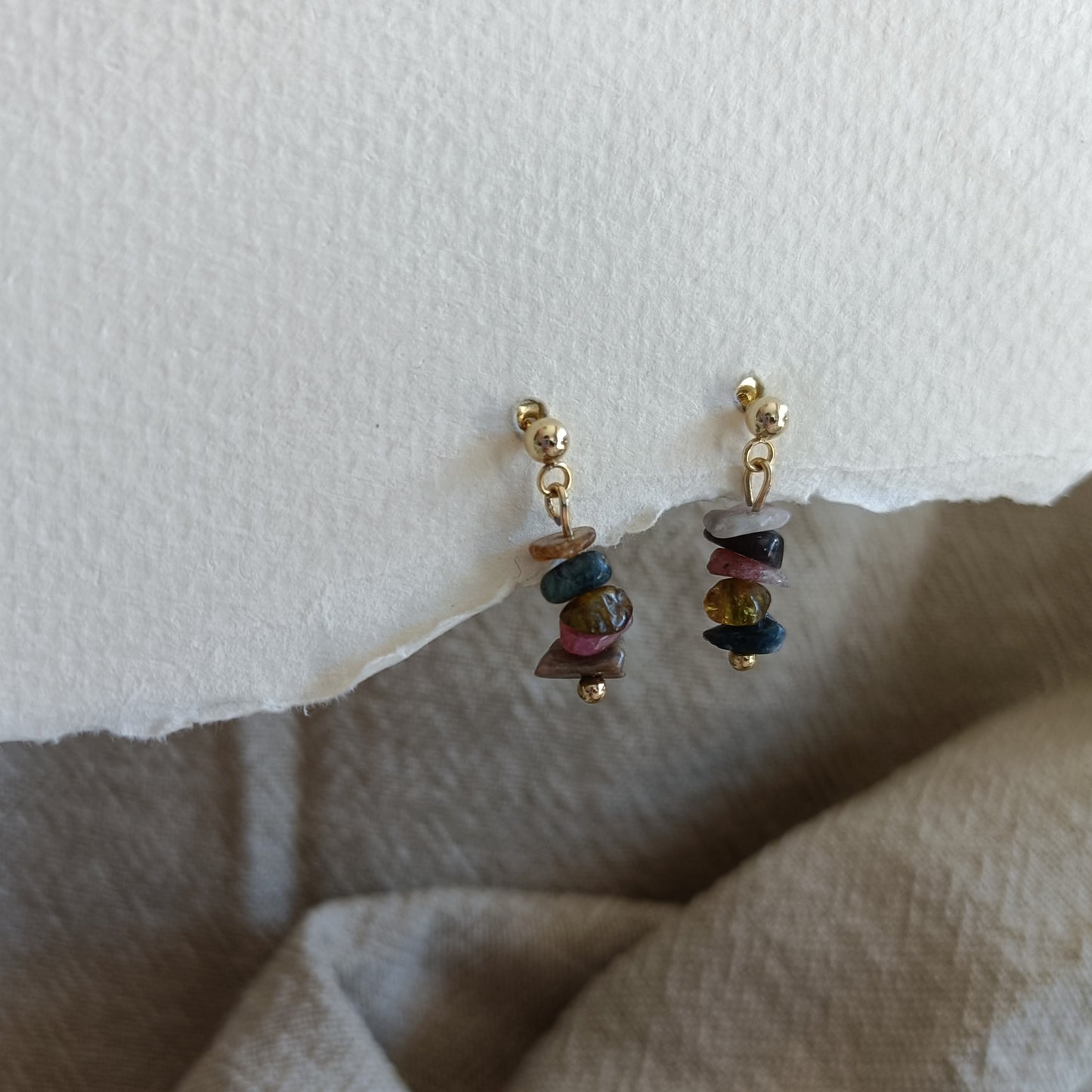 Gold Gemstone Drop Earrings