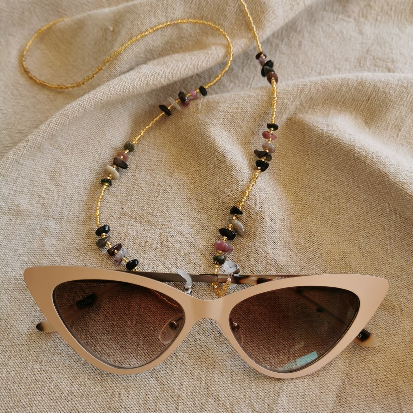 Gold Gemstone Glasses Chain