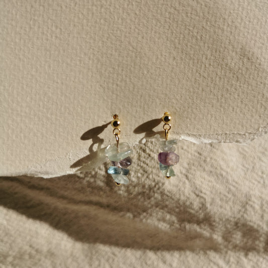 Gold Gemstone Drop Earrings